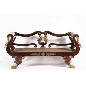 Empire Settee in Solid Mahogany and Veneer