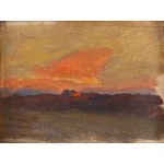 Józef Chełmoński (1849 Boczki k. Łowicza - 1914 Kuklówka na Mazowszu), Pejzaż o zachodzie słońca. Szkic