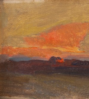 Józef Chełmoński (1849 Boczki k. Łowicza - 1914 Kuklówka na Mazowszu), Pejzaż o zachodzie słońca. Szkic