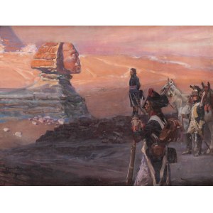 Wojciech Kossak (1856 Paryż - 1942 Kraków), Napoleon i sfinks (Napoleon w Egipcie, Dwa sfinksy), 1910