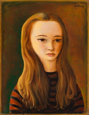 Mojżesz (Moise) Kisling (1891 Kraków - 1953 Paryż), Portret długowłosej dziewczyny, 1942
