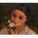 Rajmund Kanelba (Kanelbaum) (1897 Warszawa - 1960 Londyn), Portret kobiety z bukietem kwiatów, 1929