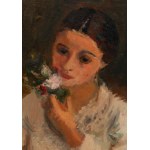 Rajmund Kanelba (Kanelbaum) (1897 Warszawa - 1960 Londyn), Portret kobiety z bukietem kwiatów, 1929