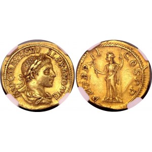 Roman Empire Severus Alexander Aureus 222 - 235 AD NGC Ch XF Strike: 5/5, Surface 2/5 Rare
