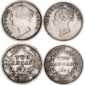 British India 2 x 2 Annas 1841