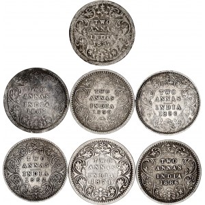 British India 7 x 2 Annas 1862 - 1897