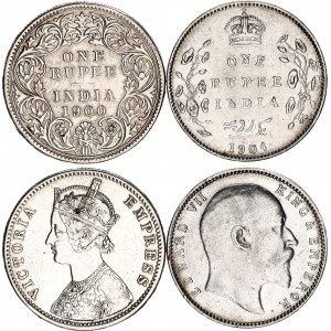 British India 2 x 1 Rupee 1900 - 1904