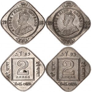 British India 2 x 2 Annas 1918 - 1926