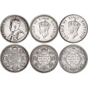 British India 3 x 1 Rupee 1913 - 1942