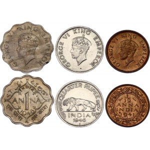 India 1/12 Anna - 1 Anna - 1/4 Rupee 1941 - 1946