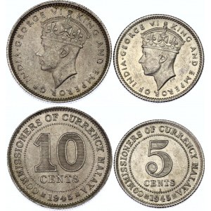 Malaya 5 - 10 Cents 1945