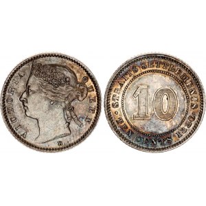 Straits Settlements 10 Cents 1880 H