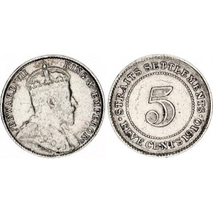 Straits Settlements 5 Cents 1910 B