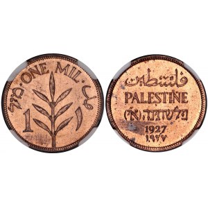 Palestine 1 Mil 1927 NGC UNC