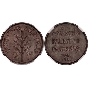 Palestine 2 Mils 1941 NGC MS 64 BN
