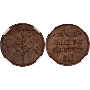 Palestine 2 Mils 1942 NGC MS 62 BN