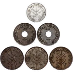 Palestine Lot of 6 Coins 1927 - 1942