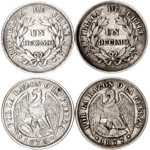 Chile 2 x 1 Decimo 1875 - 1877 So