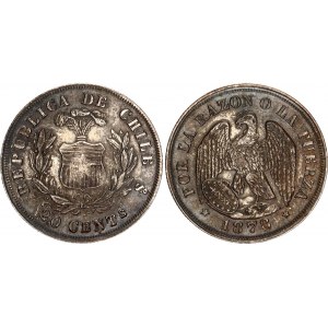 Chile 20 Centavos 1878 So Overstrike