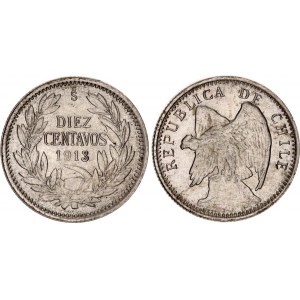 Chile 10 Centavos 1913 So Overstrike