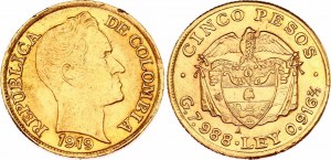 Colombia 5 Pesos 1919 A