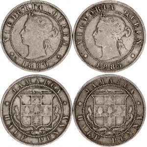 Jamaica 2 x 1/2 Penny 1880 - 1885