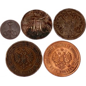 Russia Lot of 5 Coins 1798 - 1879