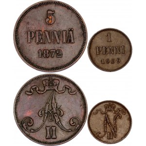 Russia - Finland 5 Pennia & 1 Penni 1872 - 1909