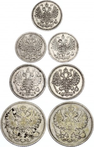 Russia Lot of 7 Coins 1862 - 1891
