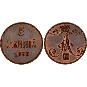 Russia - Finland 5 Pennia 1889