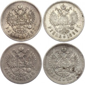 Russia 4 x 1 Rouble 1896 - 1898