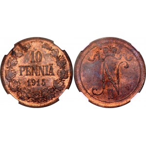 Russia - Finland 10 Pennia 1915 NGC MS 63 RB