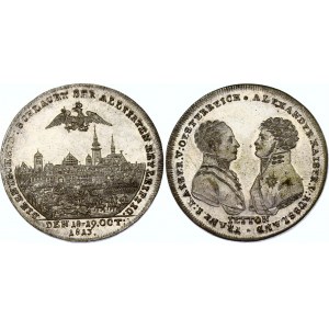 German States Nürnberg Silvered Brass Jetton on the Battle of Leipzig 1813