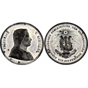 German States Saxe-Weimar-Eisenach Zinc Medal Friedrich von Schiller - 100th Birthday 1859