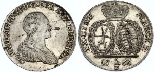 German States Saxony-Albertine 2/3 Taler 1765 EDC