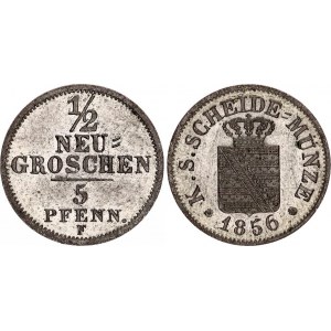 German States Saxony-Albertine 1/2 Neugroschen / 5 Pfennige 1856 F