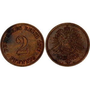 Germany - Empire 2 Pfennig 1876 G Overstrike
