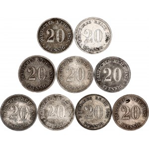 Germany - Empire 9 x 20 Pfennig 1873 - 1876