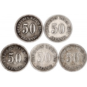 Germany - Empire 5 x 50 Pfennig 1875 - 1877