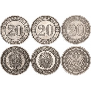 Germany - Empire 3 x 20 Pfennig 1887 - 1890 A
