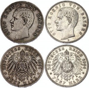 Germany - Empire Bavaria 2 x 5 Mark 1901 & 1904 D