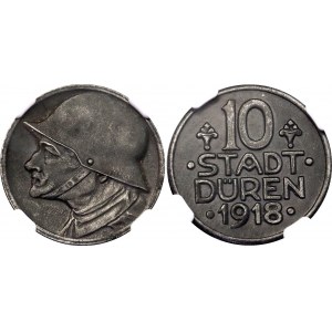 Germany - Empire Düren 10 Pfennig 1918 Notgeld NGC MS 63