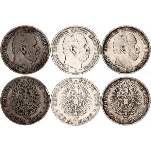 Germany - Empire Prussia 3 x 2 Mark 1876 A, B, C