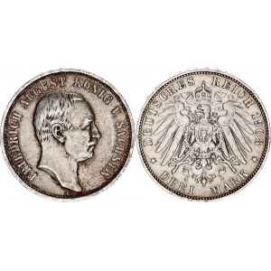 Germany - Empire Saxony-Albertine 3 Mark 1908 E