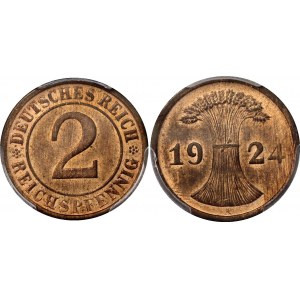 Germany - Weimar Republic 2 Reichspfennig 1924 A PCGS MS 65 RB