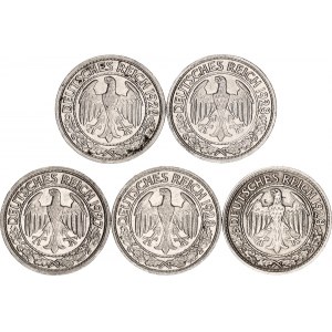 Germany - Weimar Republic 5 x 50 Reichspfennig 1927 - 1928