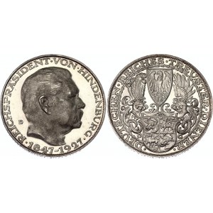 Germany - Weimar Republic Bavaria Silver Medal 80th Anniversary - Birth of Paul von Hindenburg 1927 D
