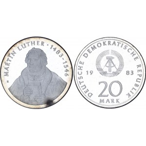 Germany - DDR 20 Mark 1983 A Martin Luther Proof