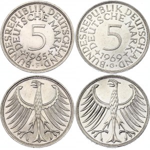 Germany - FRG 2 x 5 Mark 1965 - 1969 F & G