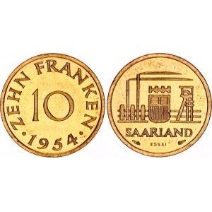 Germany Saarland 10 Franken 1954 ESSAI